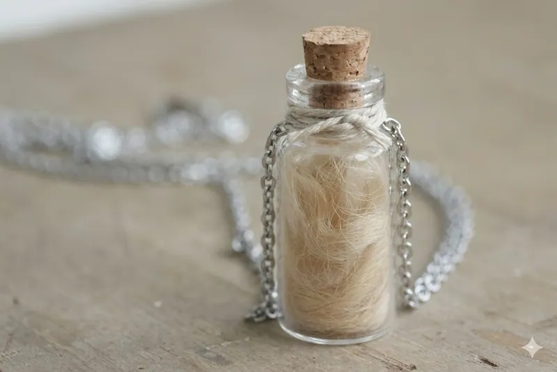 A lock of fur gathered in a keepsake envelope